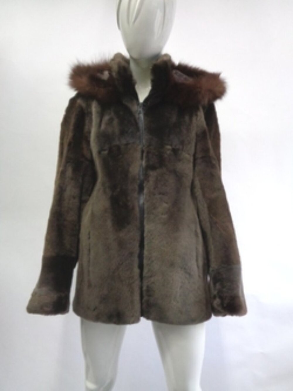 SHOWROOM NEW SHEARED RACCOON RACOON FUR COAT JACKET W/HOOD WOMEN WOMAN SIZE 4